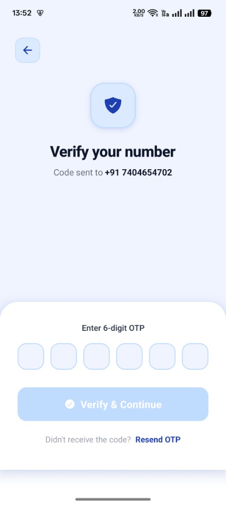 Resident OTP verification screen